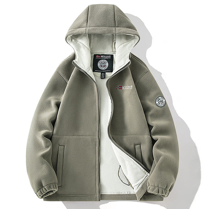 Damen Kapuzen-Fleecejacke mit Teddyfutter und durchgehendem Reißverschluss Shop Nory