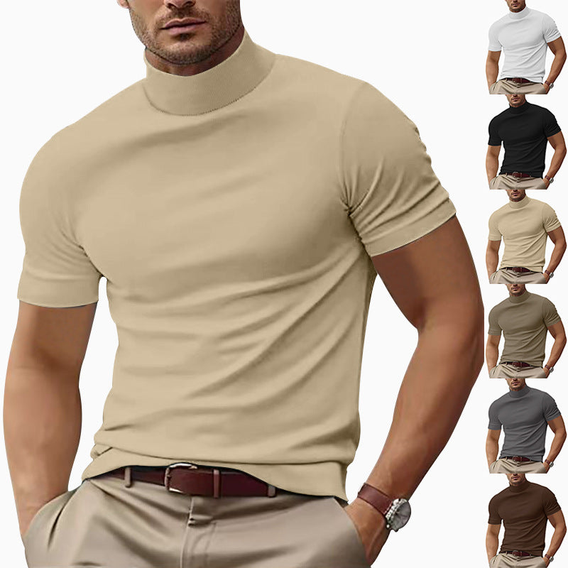 Herren Kurzarm Turtleneck T-Shirt