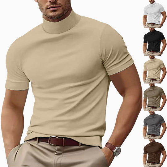 Herren Kurzarm Turtleneck T-Shirt
