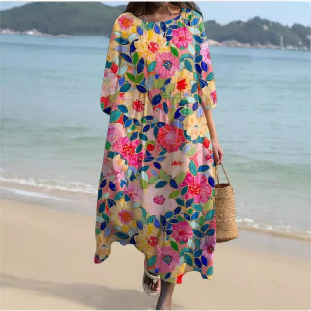 Damen Maxikleid mit floralem Design und lässigem Schnitt