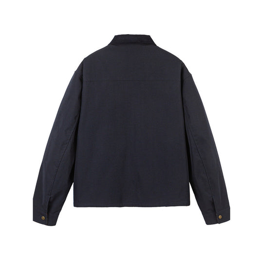Herren Kurze Boxy-Workerjacke aus robustem Canvas mit Cordkragen und verdeckter Druckknopfleiste Shop Nory