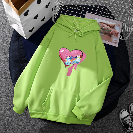 Damen nan Kapuzenpullover mit künstlerischem Aquarell‑Federmotiv, Oversize‑Schnitt und Kängurutasche Shop Nory