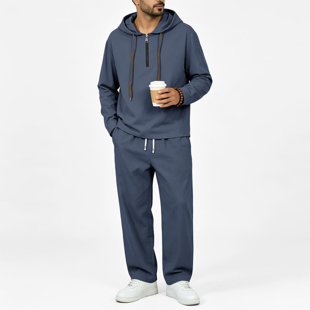 Herren Leichter Halbzip-Kapuzenpullover im Relaxed-Fit mit Kordelzug Shop Nory