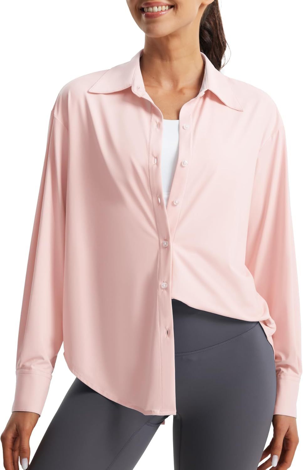 Damen Oversize-Bluse aus Stretch-Mikrofaser mit Hemdblusenkragen Shop Nory