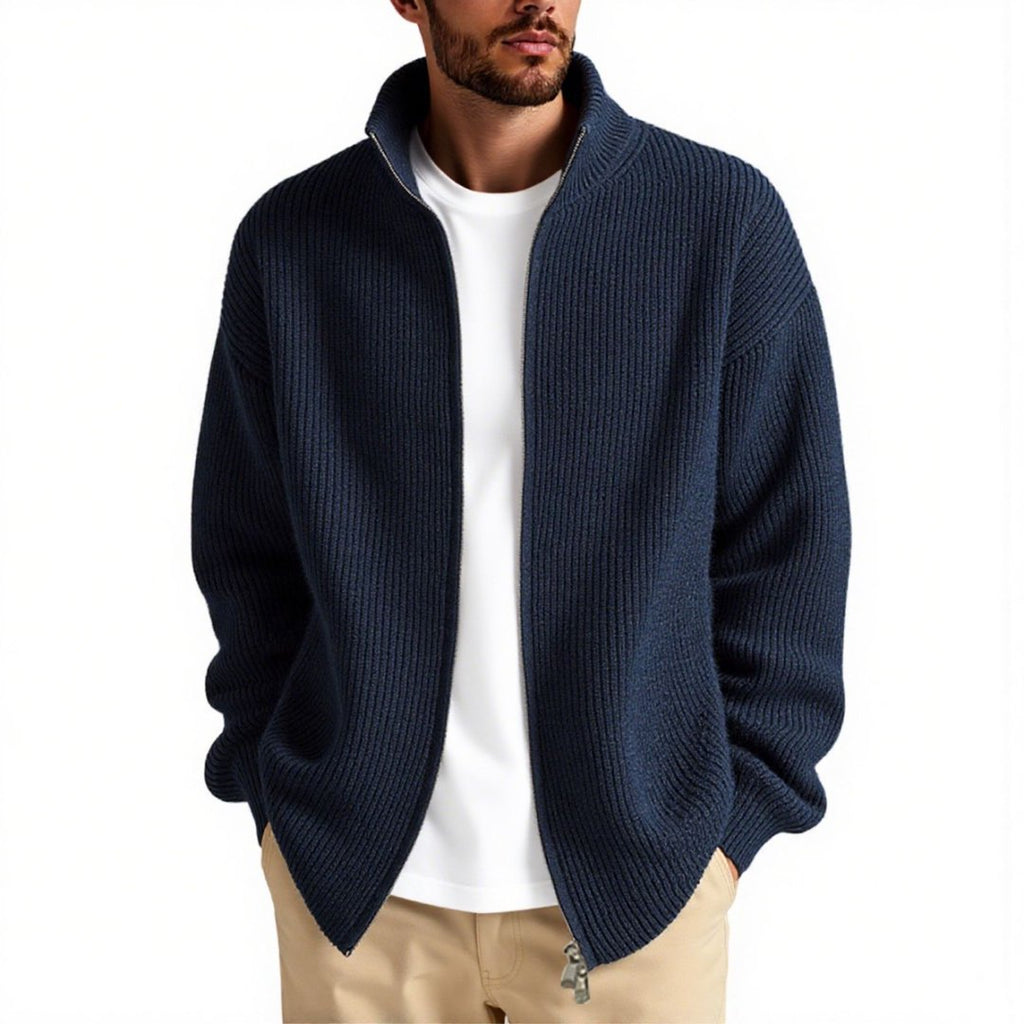 Herren Strickjacke mit hohem Kragen und praktischem Reißverschluss ShopNory