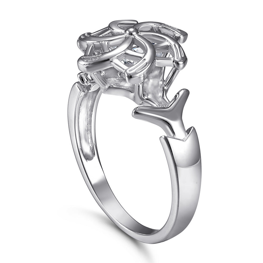 Damen Ring mit floralen Elementen und funkelnden Kristallen Shop Nory