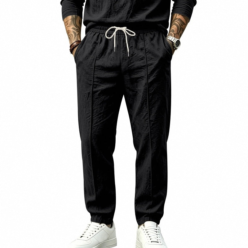 Herren Tapered-Freizeithose mit Tunnelzug, Bügelfalte und elastischem Saum Shop Nory