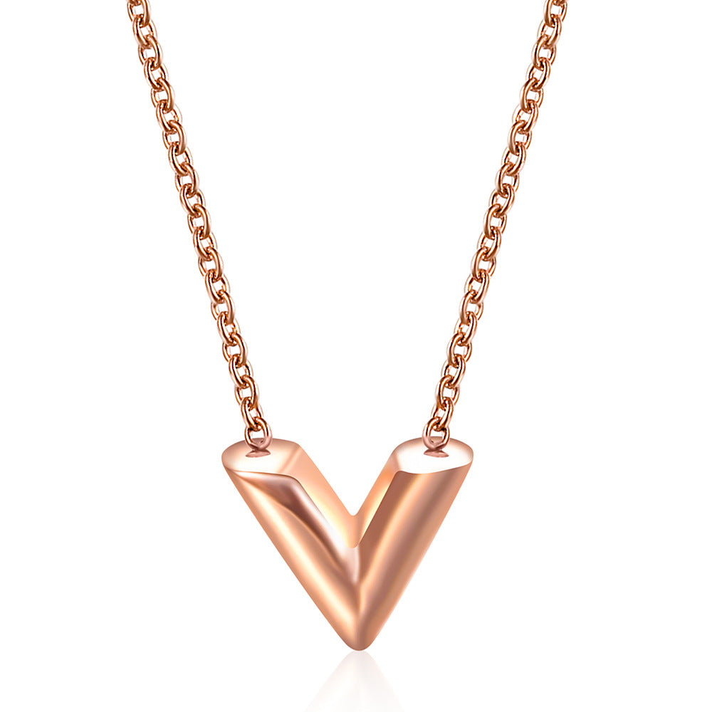 Damen Halskette mit modernem V-Anhänger und eleganter Gliederkette Shop Nory