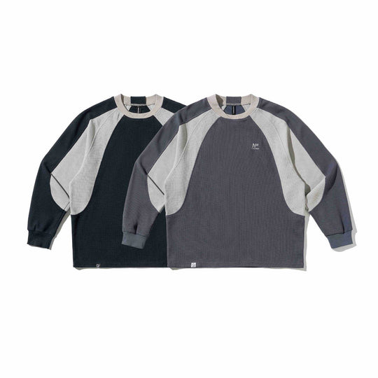 Herren Waffelstruktur-Sweatshirt mit Raglanärmeln und kontrastierenden Einsätzen Shop Nory