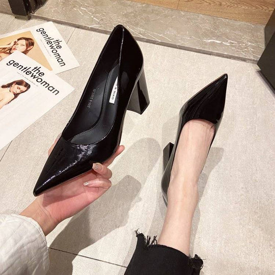 Damen spitze High Heels mit Blockabsatz