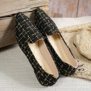 Damen Ballerinas mit eleganter Tweed-Oberfläche