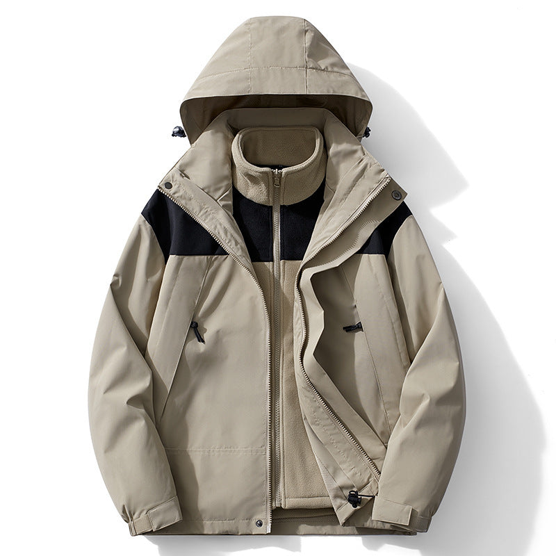 Herren zweilagige Softshell- und Fleece-Kombinationsjacke mit abnehmbarem Innenfutter und Kapuze Shop Nory