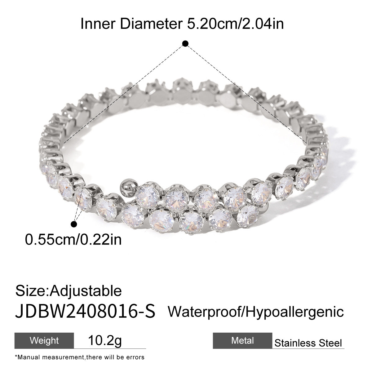 Damen Glitzerndes verstellbares Armband mit Zirkonia Shop Nory