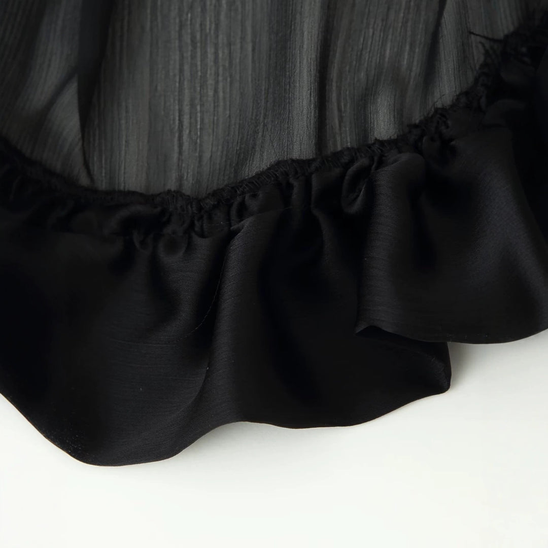 Damen Maxirock mit hohem Bund, mehrlagigem Volantbund und plissiertem Transparenteinsatz Shop Nory
