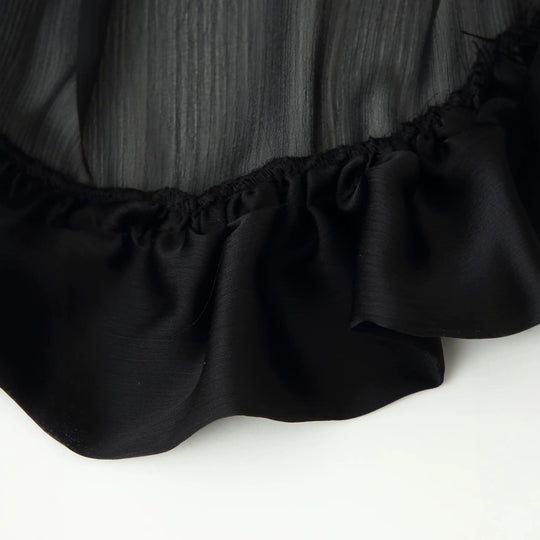 Damen Maxirock mit hohem Bund, mehrlagigem Volantbund und plissiertem Transparenteinsatz Shop Nory