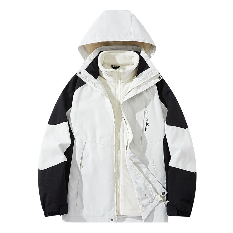 Herren Wasserabweisende zweilagige Trekkingjacke mit abnehmbarer Fleece-Innenjacke und Kapuze Shop Nory