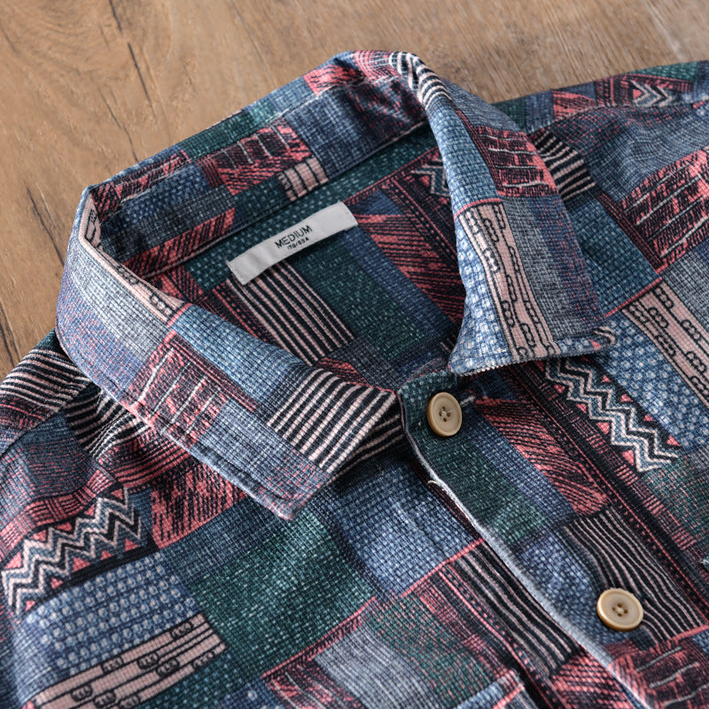 Herren Overshirt im Patchwork-Look mit aufgesetzten Brusttaschen Shop Nory
