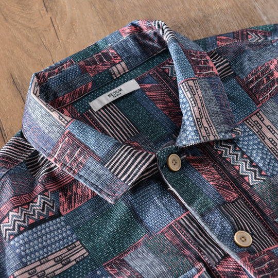 Herren Overshirt im Patchwork-Look mit aufgesetzten Brusttaschen Shop Nory