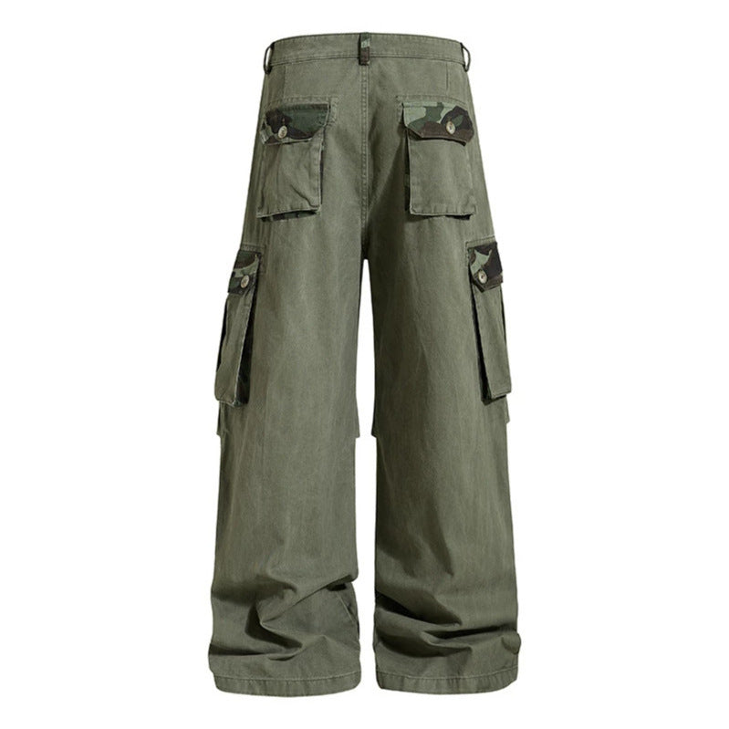 Damen weite Cargo-Hose im Utility-Stil mit hoher Taille und großzügigen Klappentaschen Shop Nory