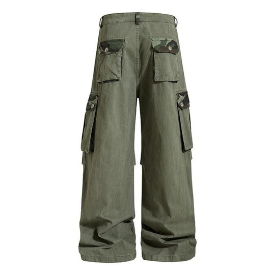 Damen weite Cargo-Hose im Utility-Stil mit hoher Taille und großzügigen Klappentaschen Shop Nory