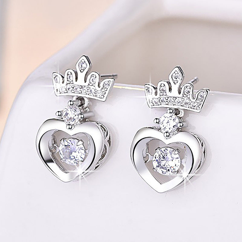 Damen Ohrringe mit romantischem Herz- und Kronendesign Shop Nory