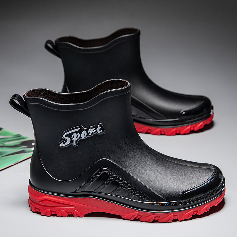 Unisex Kurzschaftige wasserdichte Gummistiefel mit profiliertem Outdoor-Laufsohlen-Design Shop Nory