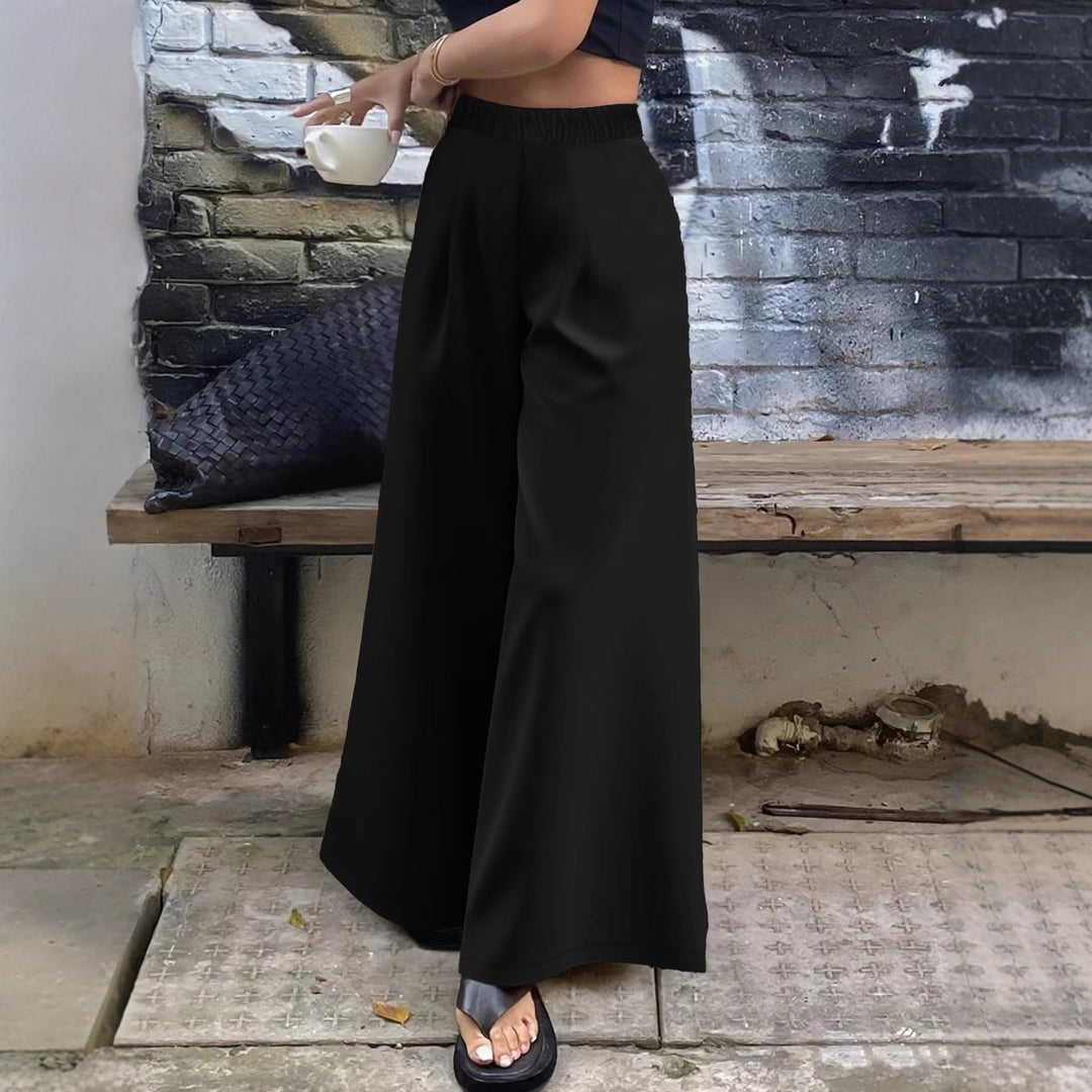 Damen Palazzo‑Hose mit hohem Elastikbund, weitem Bein und Seitentaschen Shop Nory