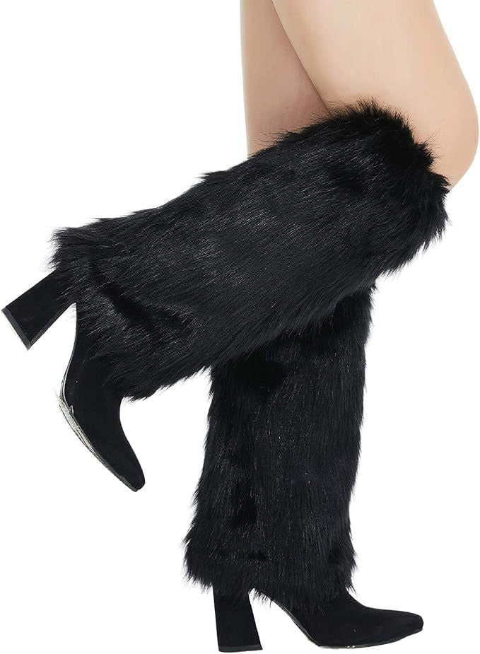 Damen lange Kunstfell‑Beinwärmer mit Shaggy‑Optik und elastischem Bund Shop Nory