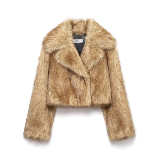 Damen Kurzer Oversized Kunstfell-Bolero mit breitem Schalkragen Shop Nory