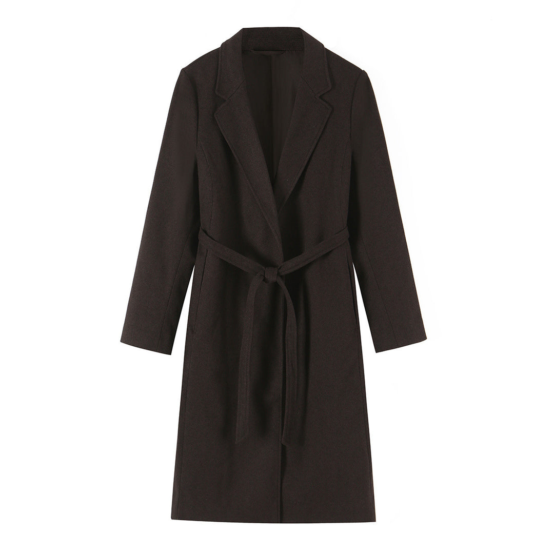 Damen Taillierter Wollmix‑Mantel mit Reverskragen und Bindegürtel Shop Nory