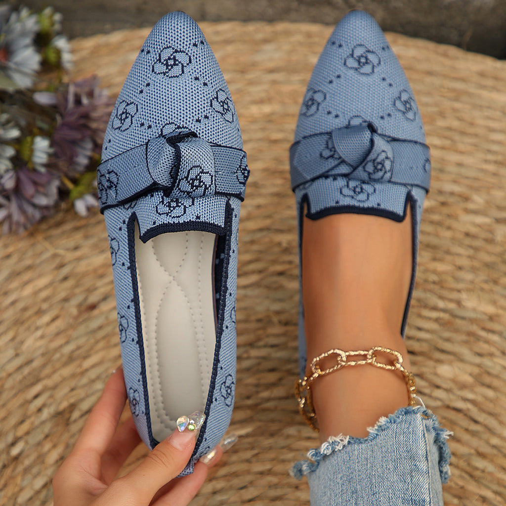 Damen Ballerinas mit modischem Streifendesign und charmantem Schleifenakzent Shopnory