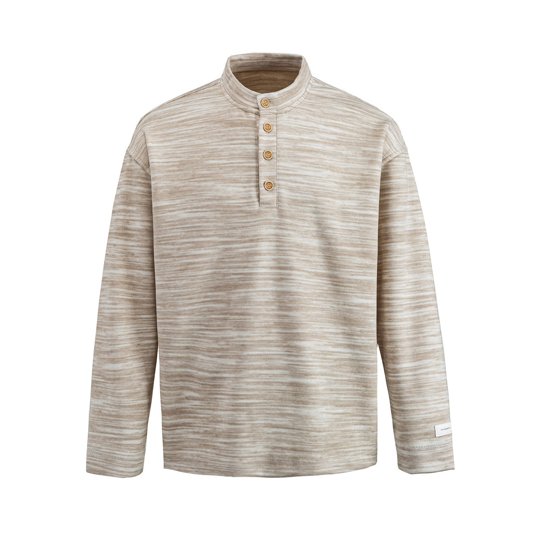 Herren Strukturierter Henley-Strickpullover mit Stehkragen und Melange-Struktur Shop Nory