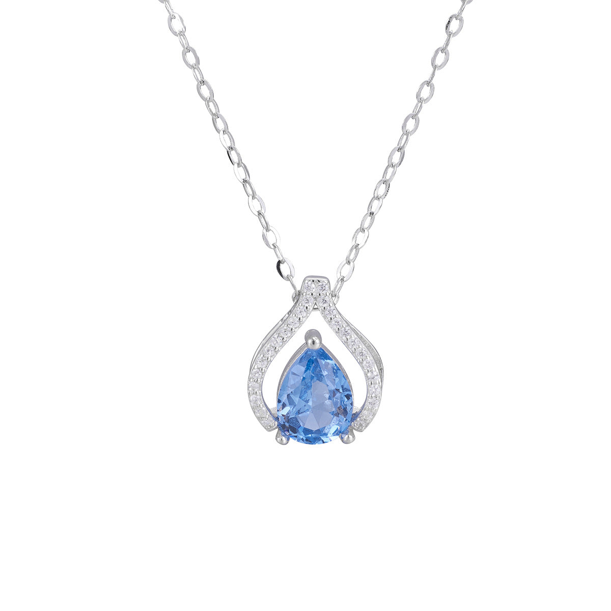 Damen elegante Halskette mit tropfenförmigem Anhänger und funkelnden Kristallen Shop Nory