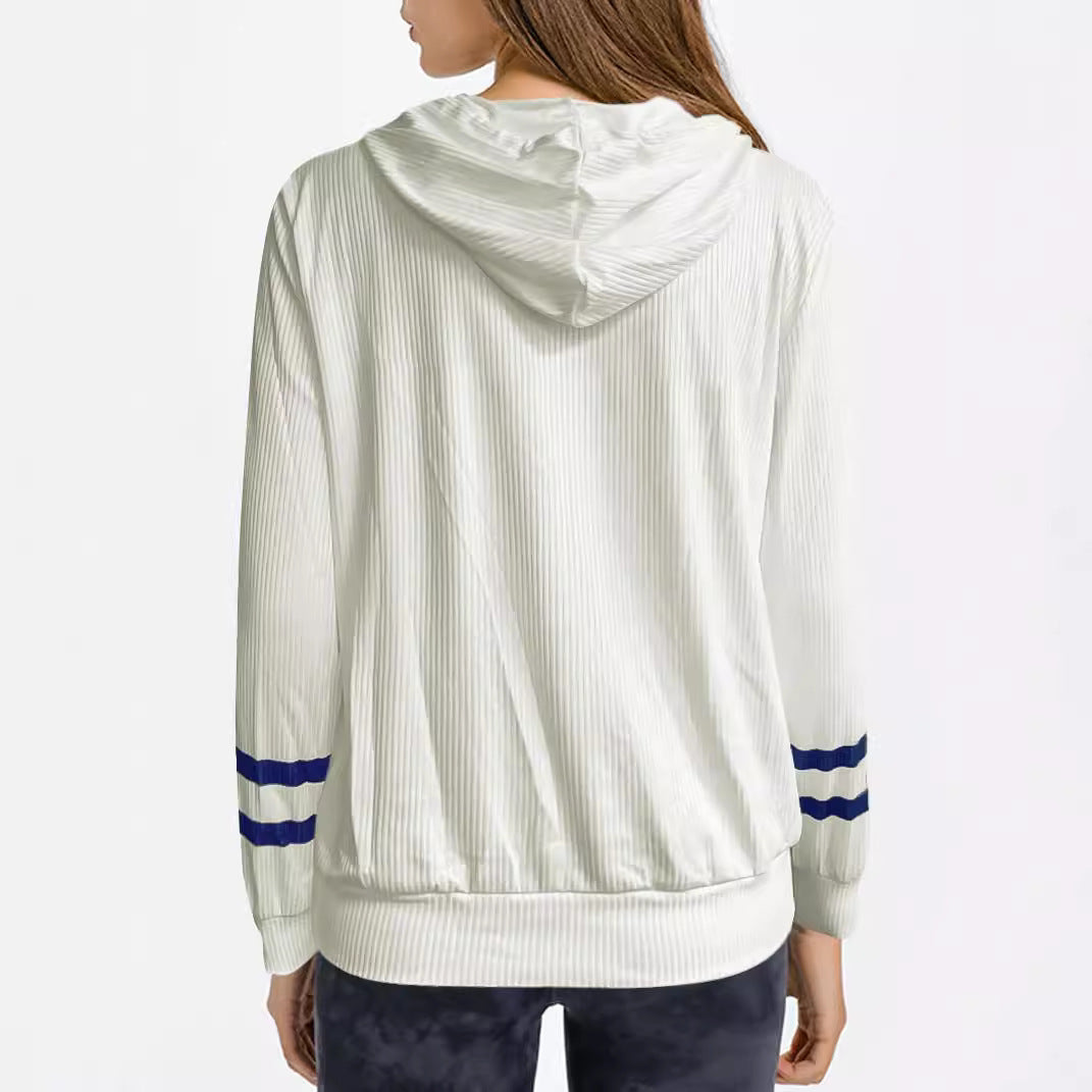 Damen Maritimes Kapuzen-Tunika-Shirt mit großem Ankerprint und Crinkle-Struktur Shop Nory