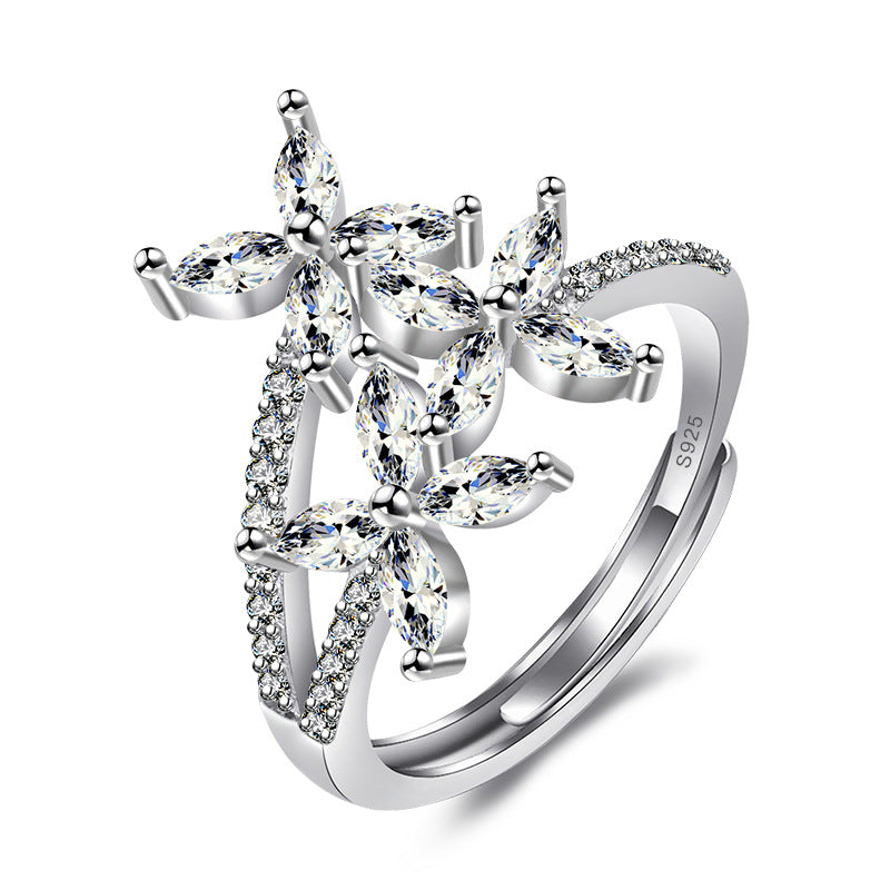 Damenring im floralen Design mit funkelnden Zirkonia Shop Nory
