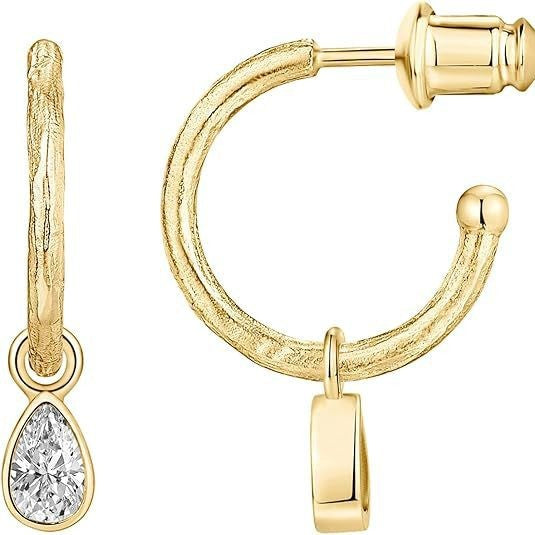 Damen Ohrringe mit glänzendem Tropfenanhänger und einzigartigem Texturdesign Shop Nory