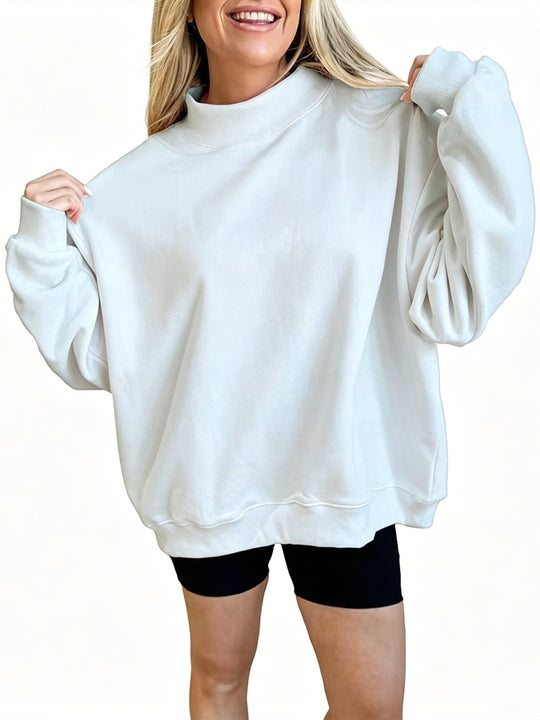 Damen Oversize Sweatshirt mit Stehkragen und Ballonärmeln Shop Nory