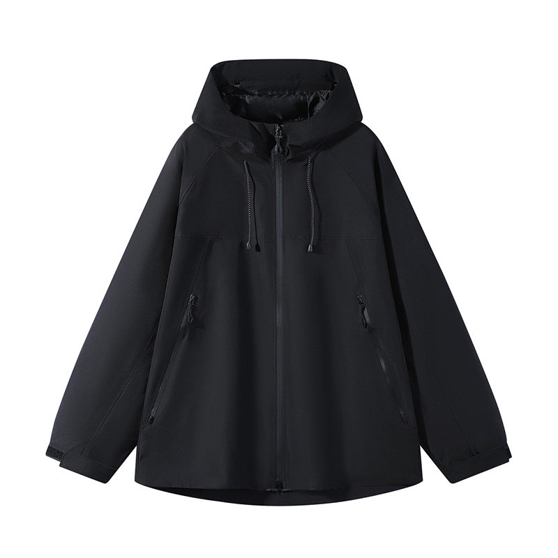 Unisex Wasserabweisende zweifarbige Softshell-Jacke mit Kapuze Shop Nory
