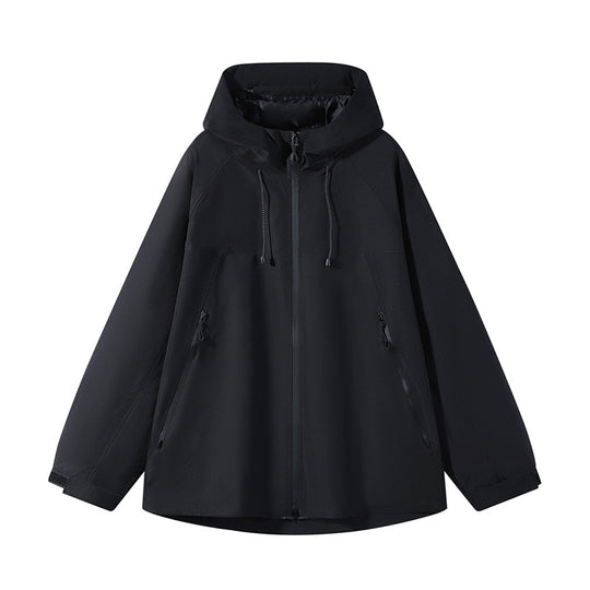 Unisex Wasserabweisende zweifarbige Softshell-Jacke mit Kapuze Shop Nory