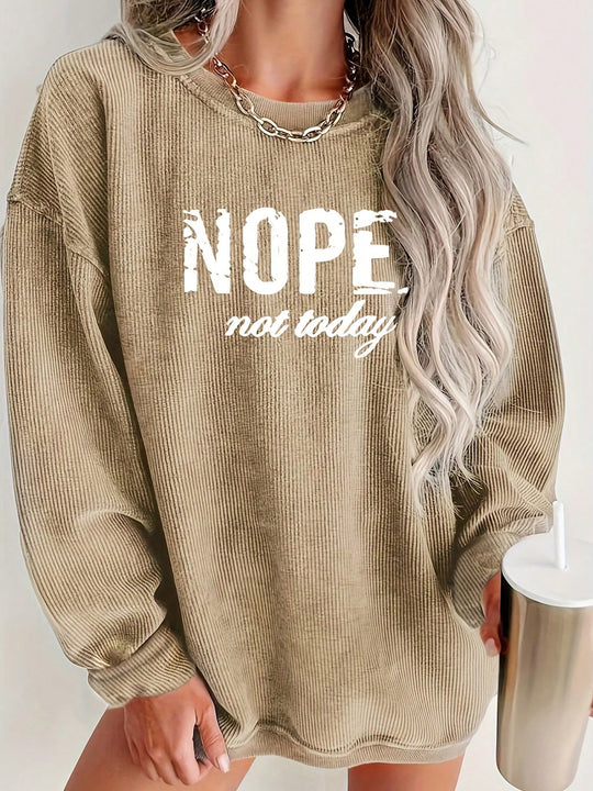 Damen Oversize Cord-Tunika mit Statement-Print Shop Nory