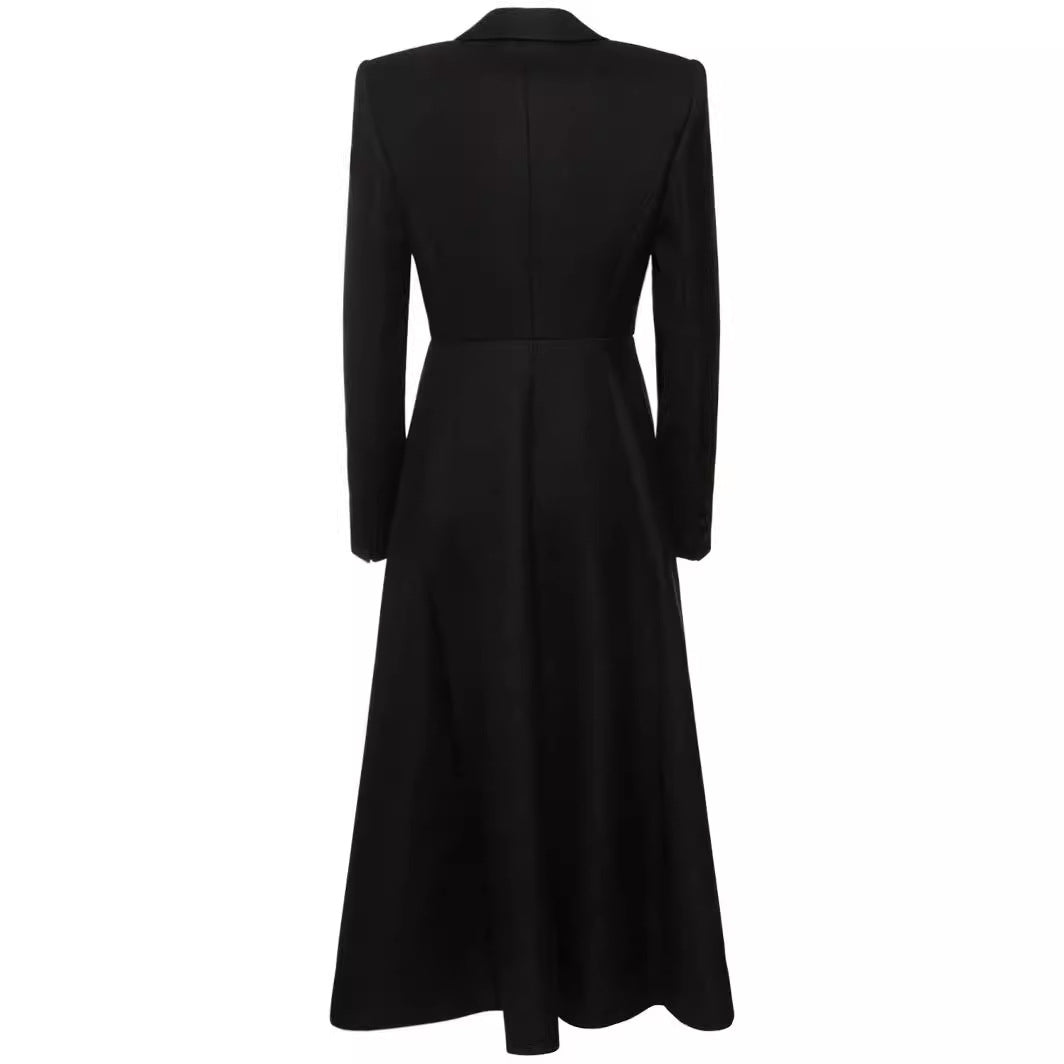 Damen langer taillierter Blazer‑Mantel mit Maxi‑Länge und strukturierten Schultern Shop Nory