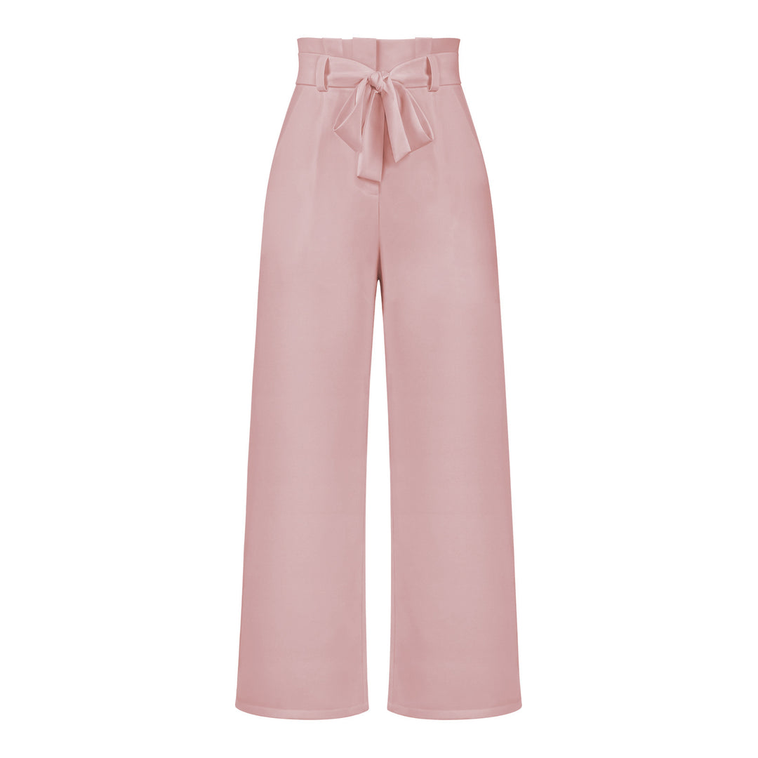 Damen hochtaillierte Paperbag-Hose mit weitem Bein und Taillengürtel Shop Nory