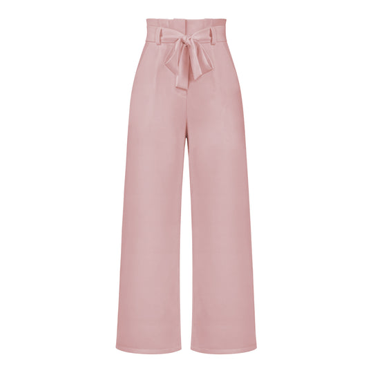 Damen hochtaillierte Paperbag-Hose mit weitem Bein und Taillengürtel Shop Nory
