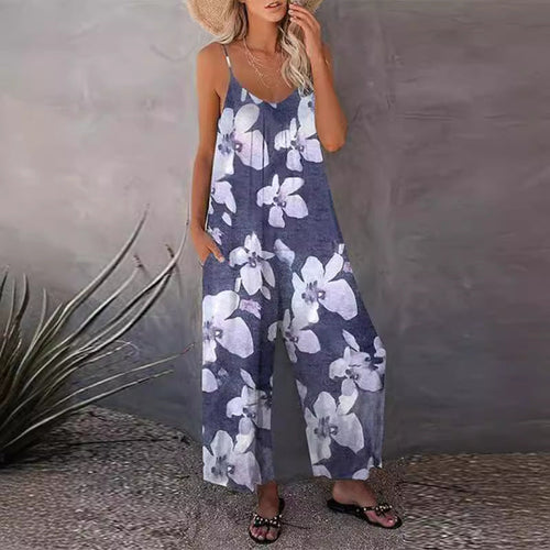 Damen Luftiger Sommeroverall mit breiten Beinen und praktischen Taschen