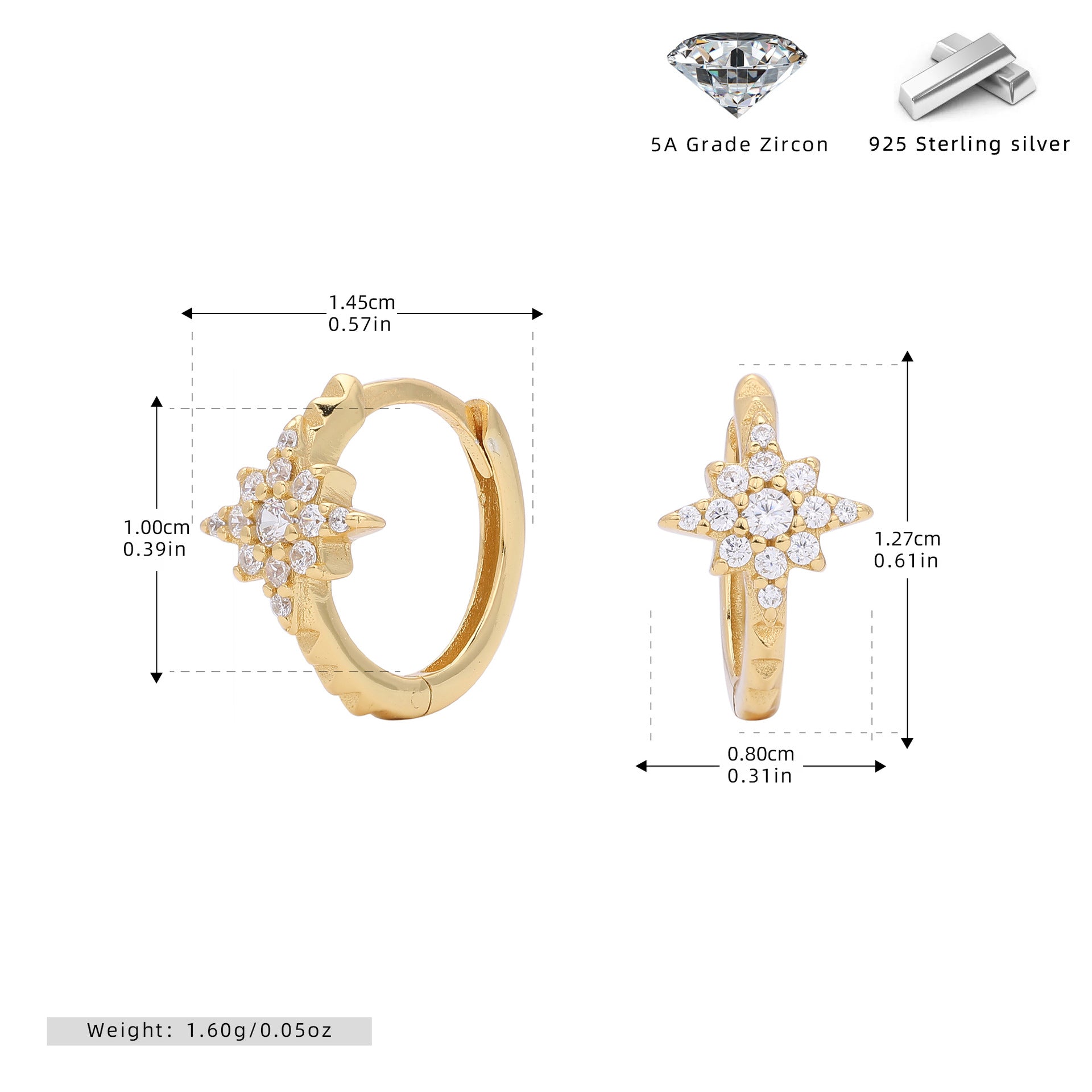 Damen Ohrhänger im eleganten Sternenmotiv aus 925 Sterling Silber Shop Nory