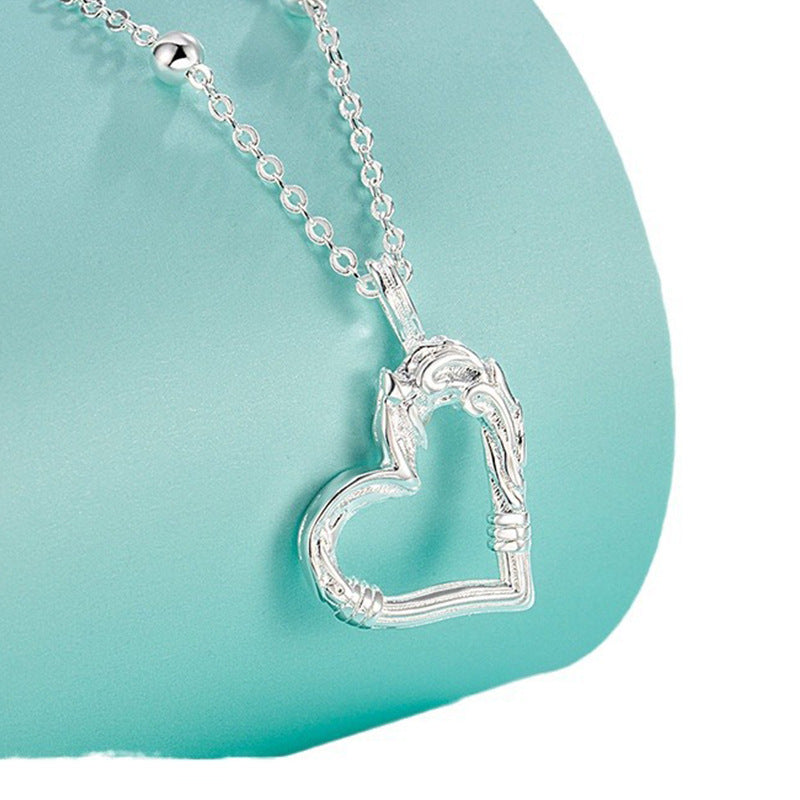 Damen filigrane Herzanhänger-Halskette aus hochwertigem Silber Shop Nory