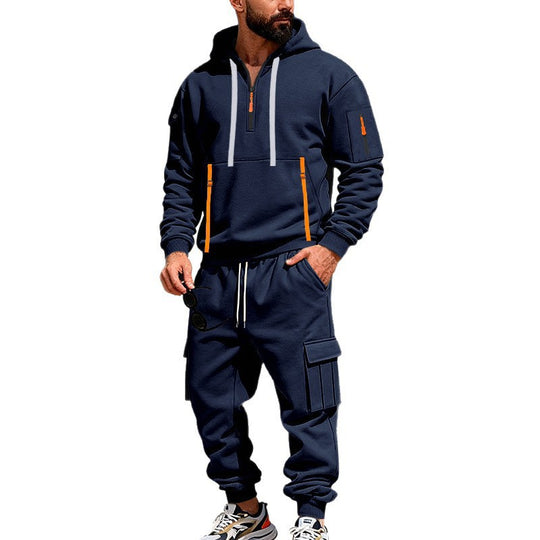 Herren nan urbanes Hoodie-Cargo-Set mit versteckten Reißverschlüssen, Mehrfach-Taschen und elastischem Saum Shop Nory