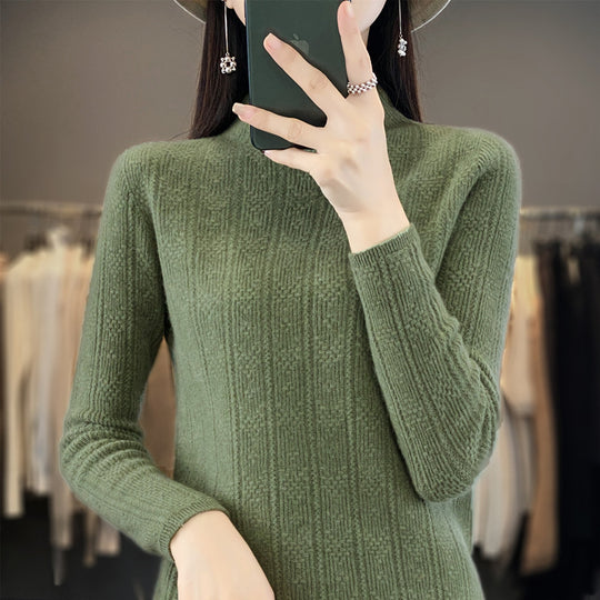 Damen Strukturierter Mockneck-Pullover aus kaschmirähnlicher Wollmischung Shop Nory