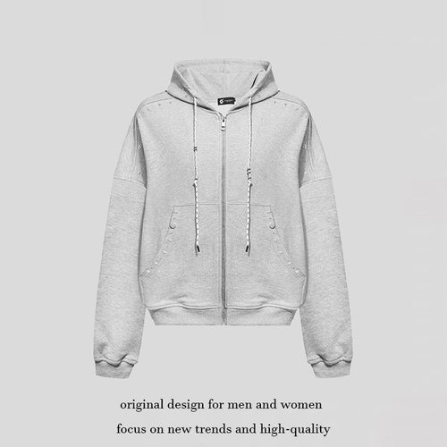 Damen Kapuzen-Zipjacke mit Nietenbesatz und Oversize-Schnitt Shop Nory
