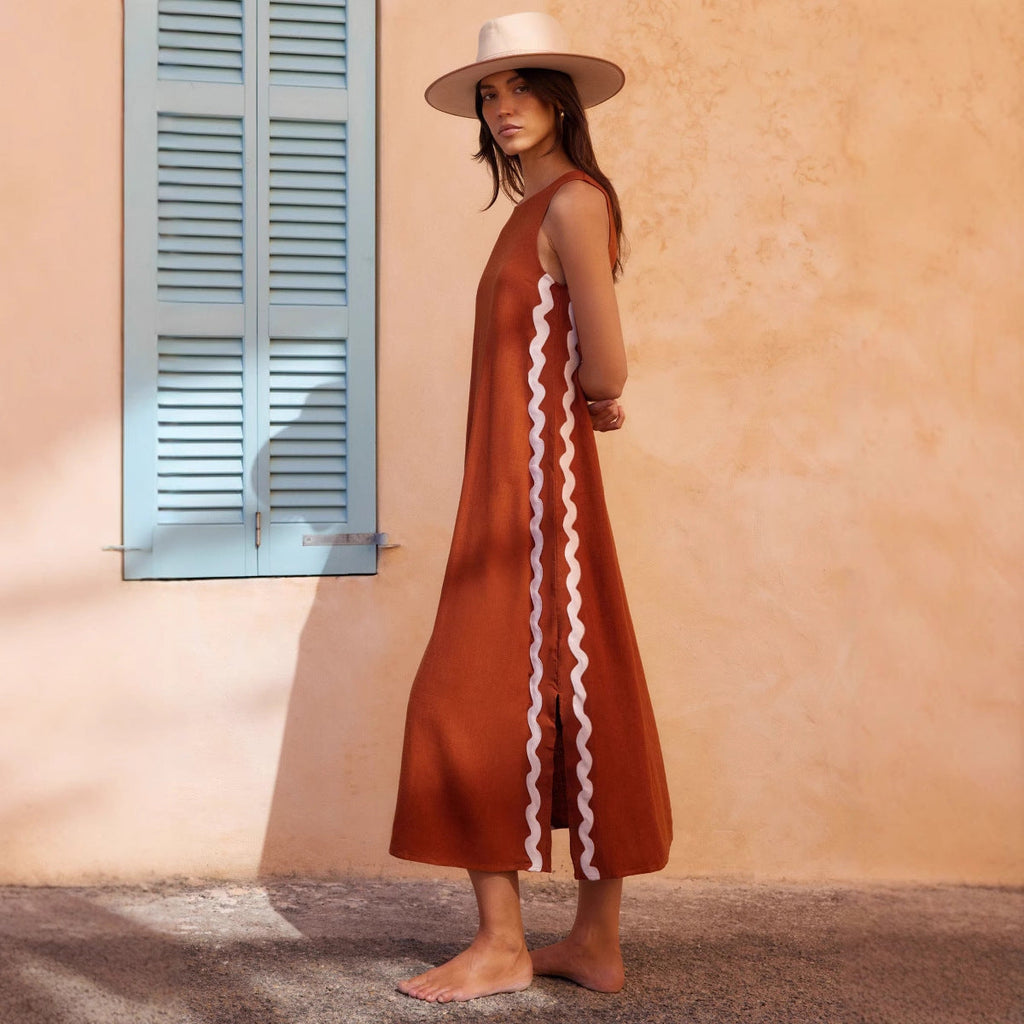 Damen Maxikleid mit elegantem Schnitt und seitlichen Schlitzen